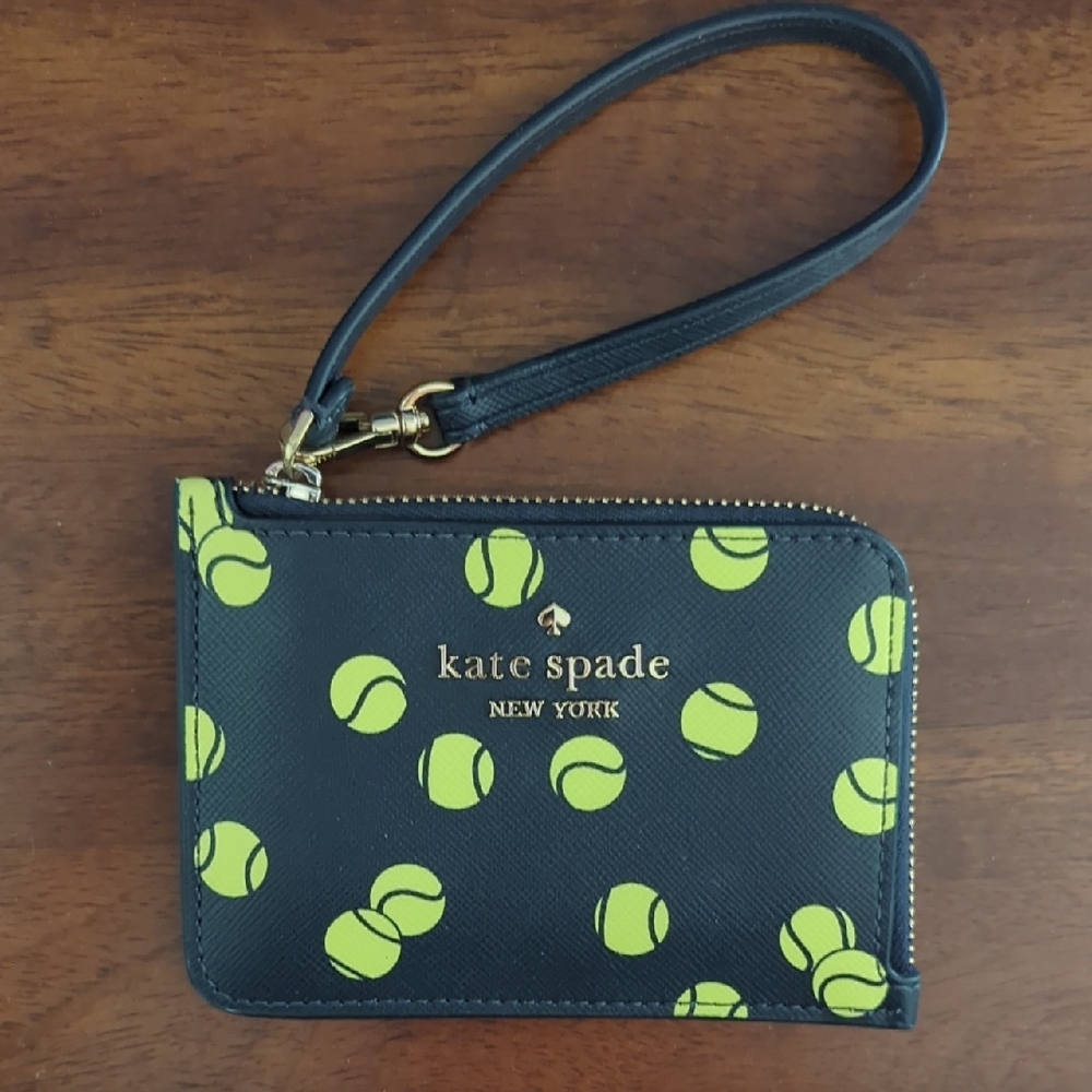 Kate Spade Black and Yellow Tennis Ball Card Holder Wristlet
